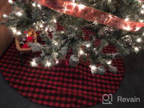 img 8 attached to Стильная юбка для рождественской елки ручной работы - наслаждайтесь Рождеством с 54-дюймовым черно-белым рисунком в клетку EDLDECCO в клетку Buffalo