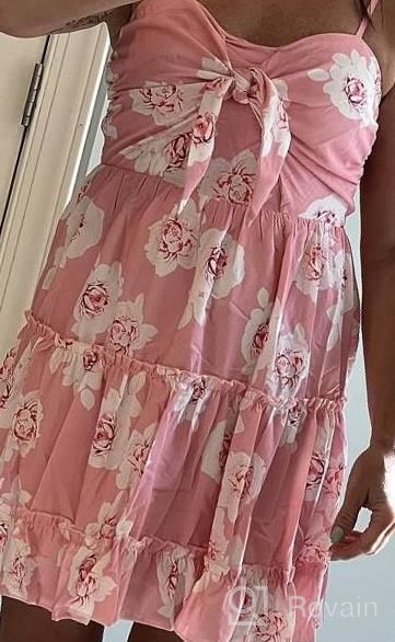 img 1 attached to Floral Flowy Mini Swing Dress With Spaghetti Straps, Tie Knot Front, And Pleated Details - By ECOWISH review by Jaleel Akuffo