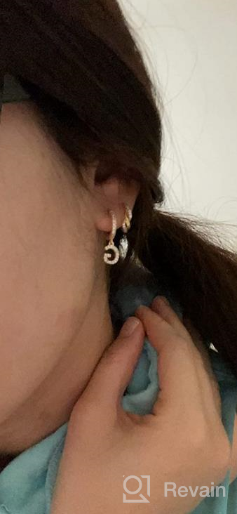 img 1 attached to 925 Sterling Silver Initial Earrings - 💎 Perfect Hypoallergenic Jewelry Gifts for Girls and Women review by Natasha Weston