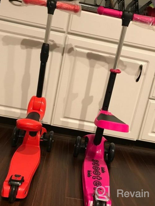 img 1 attached to 🛴 Adjustable Height Kick Scooter for Kids Ages 3-5 (Suitable for 2-12 Year Old) | Foldable with Removable Seat | LED Light Wheels, Rear Brake | Wide Standing Board | Ideal for Outdoor Activities, Boys/Girls review by Brian Manfre