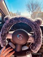 img 1 attached to Faux Fur Steering Wheel Cover, Two Tone Black/Brown With Glitter - Fits 14.5-15" Wheels - BDK Bear Fur Plush Fuzzy Car Truck Van SUV review by Richard Dean