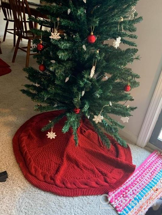 img 1 attached to Sattiyrch Luxury Cable Knit Christmas Tree Skirt - 48 Inches, Thick And Rustic Xmas Holiday Decor In Cream Color review by Russell Ross