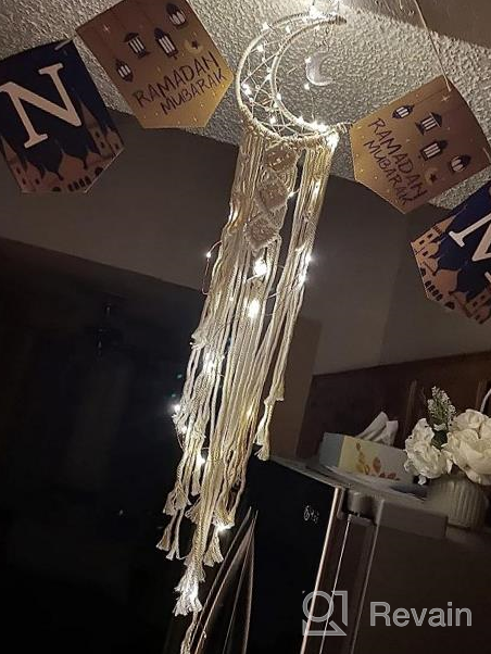 img 1 attached to Macrame Wall Hanging Dream Catcher With Tassel - White Cotton Handmade Boho Home Decor Ornament For Kids Bedroom Dorm Room review by Robert Weeks