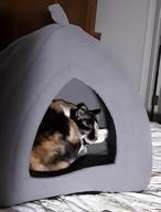 img 1 attached to Hollypet Self-Warming Cat Tent For Kittens And Small Dogs - 2 In 1 Triangle Feline House Hut With Washable Cushion - Indoor/Outdoor Pet Bed - Gray Antler - 16 X 16 X 17 Inches review by Brent Cole