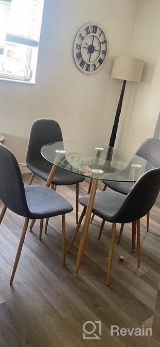 img 1 attached to Modern Dining Table Set For Small Spaces - 5 Piece Set With Rectangular Table And 4 Stylish Fabric Chairs For Kitchen Or Dining Room - Round Table With 4 Light Grey Chairs review by Carmen Peterson