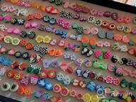 img 1 attached to NEWITIN 100 Pairs Colorful Cute Stud Earrings: Hypoallergenic Plastic Earrings for Girls and Women review by Jennifer Schreier