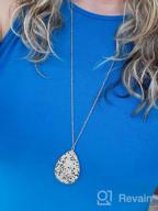 img 1 attached to Bohemian Natural Stone Pendant Long Necklace - Exquisite Layering Statement 🌟 Chain Featuring Boho Charm with Teardrop, Oval Raw Stone Druzy, and Quartz Marble review by Karen West