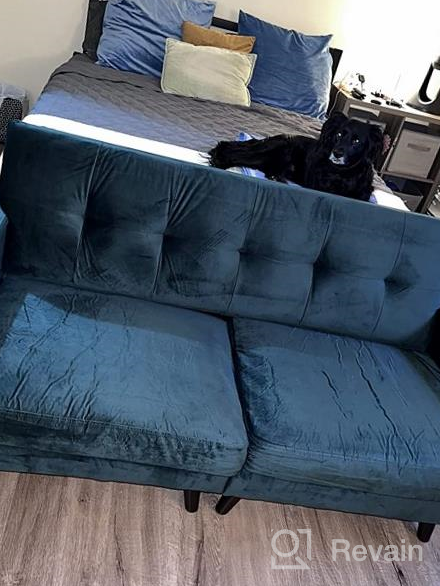 img 1 attached to Stylish HONBAY Grey Velvet Loveseat: Elegant 2-Seater Sofa with Wood Legs for Small Spaces, Bedroom, Office review by Jero Fontaine