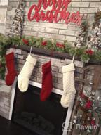 img 1 attached to Set Of 3 Large Cable Knit Christmas Stockings With Name Tags - Classic Burgundy Red, Ivory White, And Green Chunky Hand Stockings - 18 Inches review by Chris Pacino