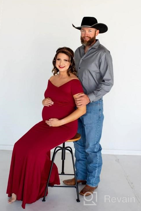 img 1 attached to Elegant Off-Shoulder Molliya Maternity Maxi Dress For Stylish Photoshoots review by Kayla Watson