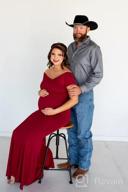 img 1 attached to Elegant Off-Shoulder Molliya Maternity Maxi Dress For Stylish Photoshoots review by Kayla Watson