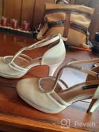 img 1 attached to Chic And Comfy: Low Heel Satin Bridal Wedding Shoes For Women With Ankle Strap And Platform review by Muharik Khalifa