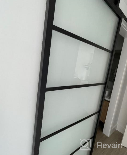 img 1 attached to 🚪 DIYHD TSD01 30x80" Sliding Barn Door with Black Frame and Clear Tempered Glass Panel - Prehung Assembled Glass Door Slab review by Anthony Savage