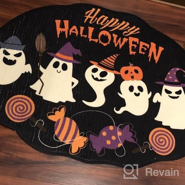 img 1 attached to Halloween Doormat 24"X36" - Funny Welcome Mat, Candies Ghost Bat Wizard Print Decorations Outdoor Trick Or Treat Sign review by Ruth Coleman