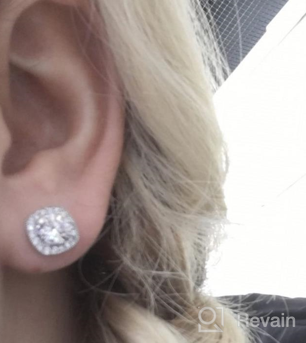 img 1 attached to Chic Cubic Zirconia Halo Stud Earrings: Glamorous Fashion Jewelry for Women & Men review by Jessica Breaux