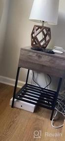 img 5 attached to Rustic Grey Nightstand With Charging Station, Drawer, And Metal Shelf - Ideal Bedside Table For Small Spaces, Bedrooms, And Living Rooms, Equipped With USB Ports For Convenient Charging