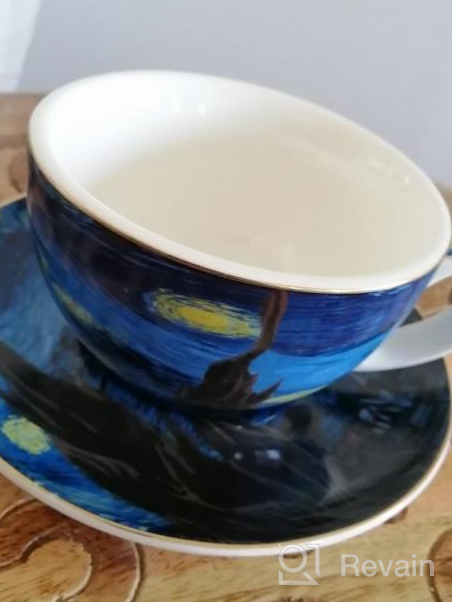 img 1 attached to Coffeezone Vincent Van Gogh Art The Starry Night Porcelain Latte Art Coffee Cup Saucer (Latte 10 Oz) review by Benjamin Chang