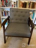 img 1 attached to JIASTING Mid-Century Retro Modern Accent Chair: Wooden Arm Upholstered Tufted Back Lounge Chairs With Square Leg In Black review by Ryan Vaughn