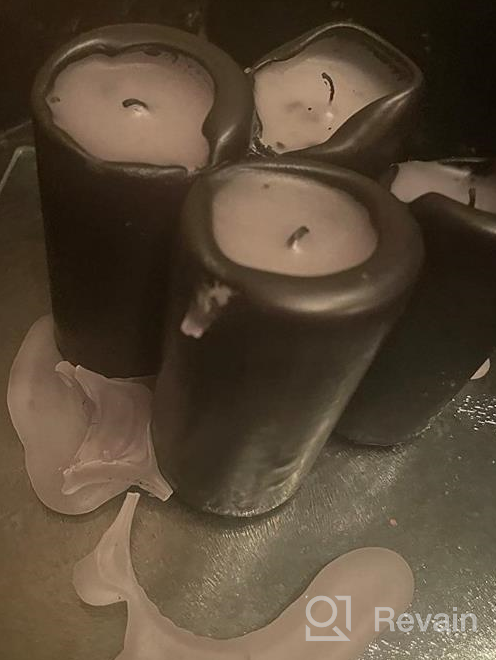 img 1 attached to Set Of 4 European-Made 2X3 Inch Unscented Pillar Candles In Black For Stylish Home Decor review by Rocco Guale