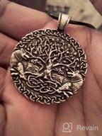 img 1 attached to HAQUIL Viking Necklace: Wolves & Ravens of Odin with Tree 🐺 of Life Pendant – Premium Faux Leather Cord – Perfect Viking Jewelry Gift review by Junior Rojas