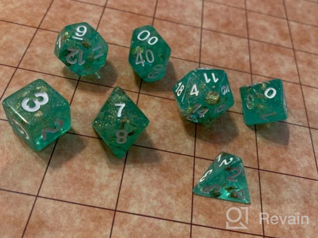 img 1 attached to UDIXI Polyhedral 7-Die D&D Dice Set - Perfect For Dungeons & Dragons, MTG, Pathfinder & Board Games (Green/Silver) review by Justin Spence