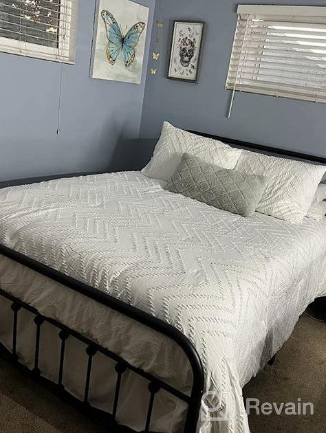 img 1 attached to Nanko Queen Comforter Set White Tufted Jacquard Boho Soft Shabby Chic Reversible Down Alternative Microfiber Bedding - All Season Duvet And 2 Pillowcases Farmhouse Bed Sets Women Men Size 88 X 90 3Pc review by Rahman Lassiter