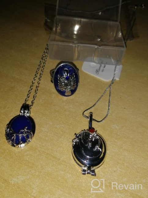 img 1 attached to PPX Daywalking Katherine Necklace Pendant Charm Necklace - Royal Blue, Vampire Diaries Daylight Walking Signet Damon's Ring for Fans, with Transparent Box review by Sean Andrews