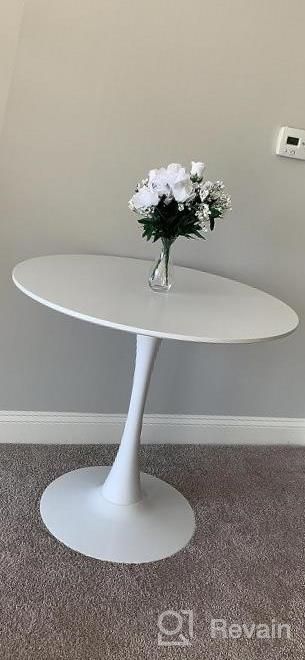 img 1 attached to Stylish And Durable Round Table For Home Décor: Self-Assembly Roomnhome Table With Iron Frame And MDF Top review by Gavin Ghram