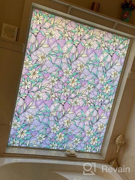 img 1 attached to Coavas Frosted Stained Glass Window Film For Privacy | Non-Adhesive Static Cling Window Decor | Ideal For Home, Office, And Church | 17.7 X 78.7 Inches review by James White