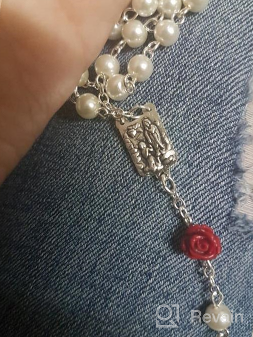 img 1 attached to 📿 Hedi HanlinCC 6mm Glass Pearl Beads Catholic Rosary with Lourdes Center Piece - Inspire Devotion with Exquisite Craftsmanship review by Duy Desperado