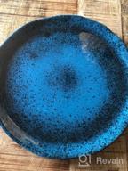 img 1 attached to Roro Ceramic Stoneware Hand-Molded Speckled Spotted Oval Dinner Plates (Coral Beach Blue) review by Mardrequs Dorsey