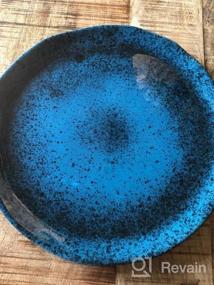 img 6 attached to Roro Ceramic Stoneware Hand-Molded Speckled Spotted Oval Dinner Plates (Coral Beach Blue)