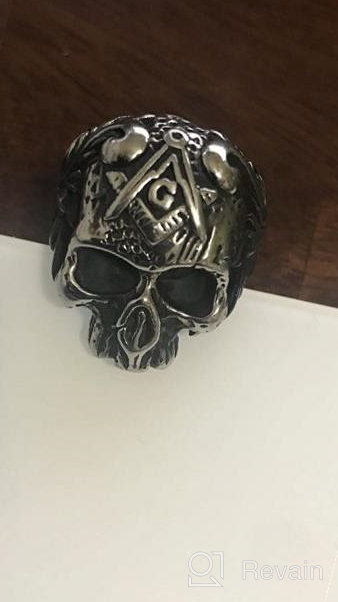 img 1 attached to Jude Jewelers Stainless Steel Gothic Skull Vintage Masonic Biker Ring: A Statement Piece for Bold Style and Edge review by Ryan Hoover