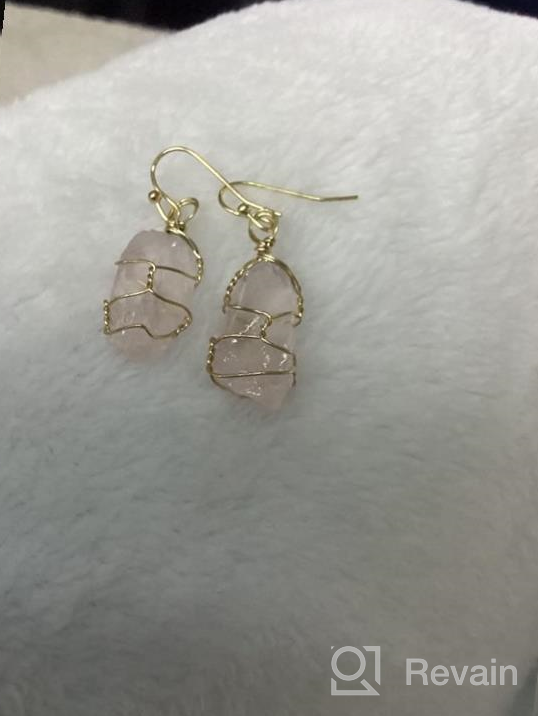 img 1 attached to 💚 Handmade Green Fluorite Crystal Earrings, Unique Irregular Dangle Earrings for Women – Hypoallergenic Fish Hook & Wire Wrap Gold Earrings for Girls review by Daniel Espinoza