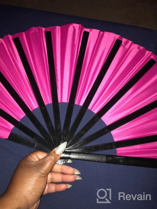 img 1 attached to Chinese/Japanese Folding Nylon-Cloth Hand Fan - Amajiji Large Women'S Gift Craft Dance Fan review by Alex Britton