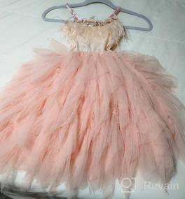 img 5 attached to OBEEII Little Girl Swan Princess Feather Fringe Tutu Dress For Pageants, Weddings, Parties And Formal Events
