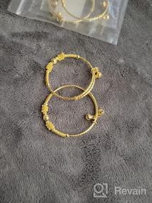 img 5 attached to Золотой детский браслет Loyoe покрытый 24-каратным желтым золотом - регулируемый детский браслет (2 шт/лот)