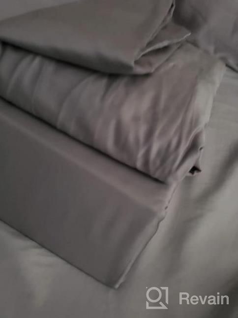 img 1 attached to Cooling Queen Size Bamboo Sheets - 4 Piece Queen Sheet Set With 16" Deep Pocket, Soft And Breathable Grey Bamboo Bed Sheets - ACCURATEX review by Lori Wybenga