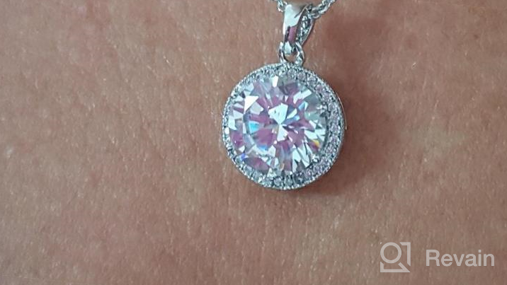 img 1 attached to 🤩 Stunning Cate & Chloe Sophia Silver Halo Pendant Necklace - 18k White Gold Plated Circle Design with Solitaire Cubic Zirconia Diamond Cluster - Perfect for Weddings and Anniversaries! review by Katresa Jones