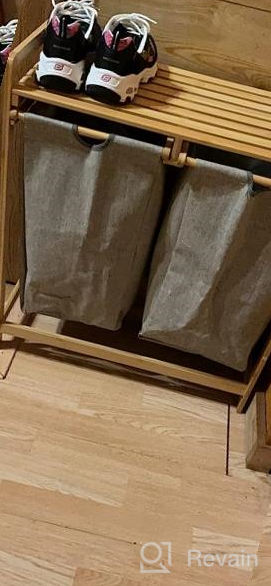 img 1 attached to Efficient Bamboo Double Laundry Organizer With Removable Sorter Bags - Space-Saving Basket Duo For Easy Clothes/Linen Storage - MDesign Echo Collection review by Janet Williams