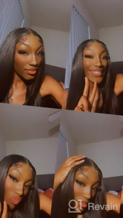 img 1 attached to 👩 ALLRUN Brazilian Body Wave Lace Front Wigs for Black Women - 30 Inch Human Hair Wigs with Pre Plucked Hairline and Baby Hair review by Jim Worthington