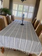img 1 attached to Grey Cotton Linen Table Cloth For 6-8 Seats - OstepDecor Stitching Tassel 55 X 86 Inch Rectangle/Oblong Table Cover review by Dawn Wilkinson