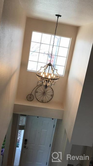 img 1 attached to Rustic Orb Chandelier With Adjustable Height - TZOE 4-Light Metal Vintage Chandelier For Dining Room, Living Room, And Kitchen review by Dezz Watson