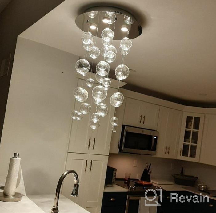 img 1 attached to Saint Mossi Modern Glass Raindrop Chandelier Lighting Flush Mount LED Ceiling Light Fixture Pendant Lamp For Dining Room Bathroom Bedroom Livingroom 4 GU10 Bulbs Required H31 X D20 review by Brandon Hunter