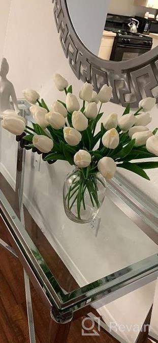 img 1 attached to Realistic 30Pcs White Tulip Artificial Flowers - Perfect For Wedding, Easter And Spring Decorations, 14" Tall review by Heather Aragon