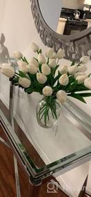 img 6 attached to Реалистичные искусственные цветы белого тюльпана из 30 шт. - идеально подходят для свадебных, пасхальных и весенних украшений, высота 14 дюймов
