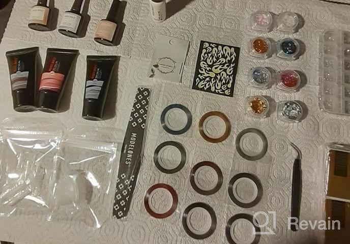 img 1 attached to Poly Nail Gel Set 6 Colors Lost Forest Collection Extension Builder Misty Gray Dark Green French Manicure DIY Design Art Home Salon Beauty Gift review by Denise Kirkeby