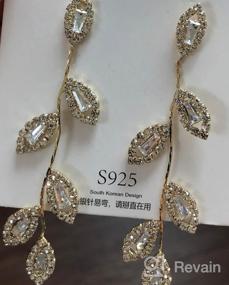 img 7 attached to Bridal Earrings For Wedding Rhinestone Dangle Earrings Leaf Earrings Long Earrings Elegant For Women