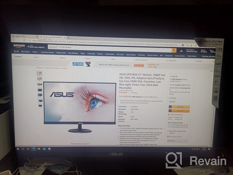 img 1 attached to ASUS VA27DQ 1080P Monitor with Adaptive Sync, 75Hz Refresh Rate, 🖥️ Frameless Design, Blue Light Filter, Flicker-Free Technology, Tilt Adjustment, and LED Backlighting review by Matt Zhou