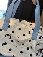 img 1 attached to Canvas Polka Dot Weekender Bag For Women - Duffle Bag With Shoe Compartment - Perfect Christmas Gift For Her In Blue review by Chris Wilson